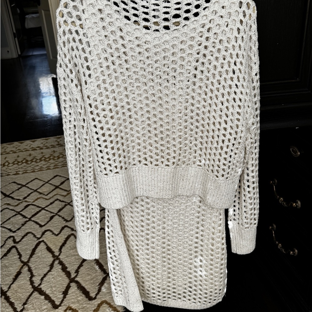 Derek Lam Open Knit Button-Front Set in White - Picture 4 of 5